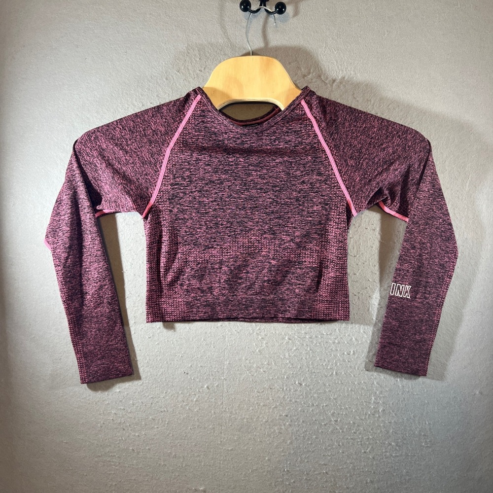 918 | Pink Victoria's Secret Seamless Space Dye Crop Workout Top Pink Womens L